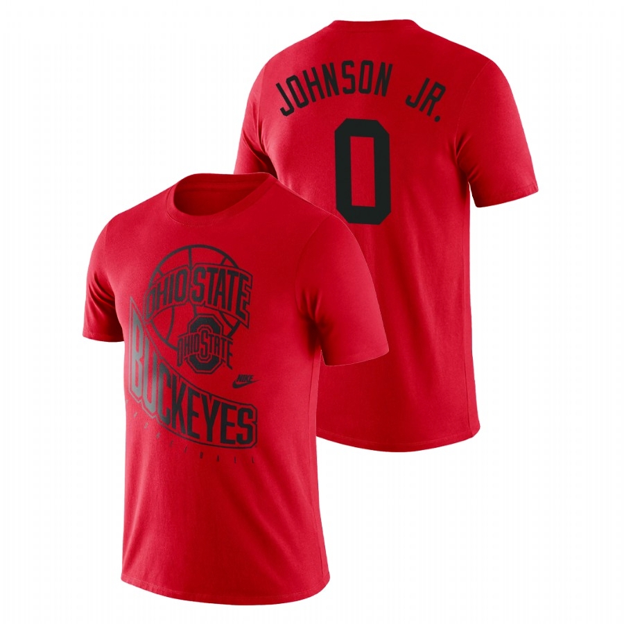 Ohio State Buckeyes Men's NCAA Meechie Johnson Jr. #0 Scarlet Retro College Basketball T-Shirt YGR1649GB